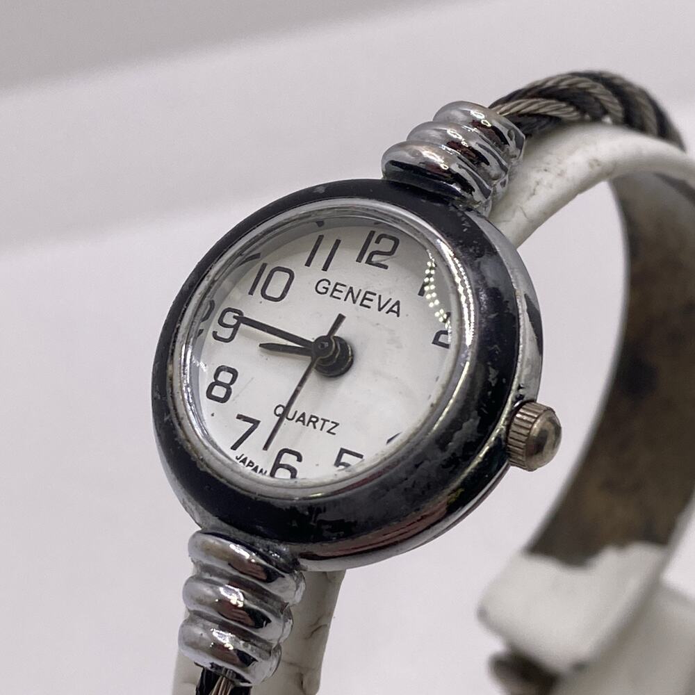 Vintage Geneva Cuff Bangle Watch Works New Battery